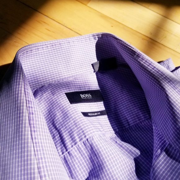 Hugo Boss Other - Hugo Boss Purple/White Checked Men's Dress Shirt